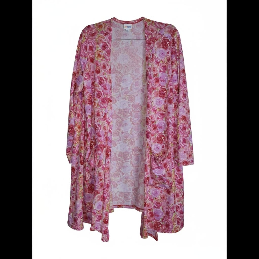 Floral Pink and Red Sweater/ Cardigan #6